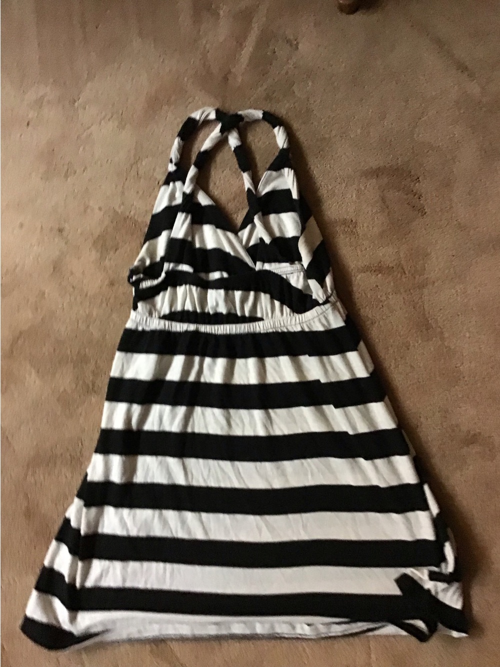 Zenana Outfitters Black and White Striped Halter Tank Top